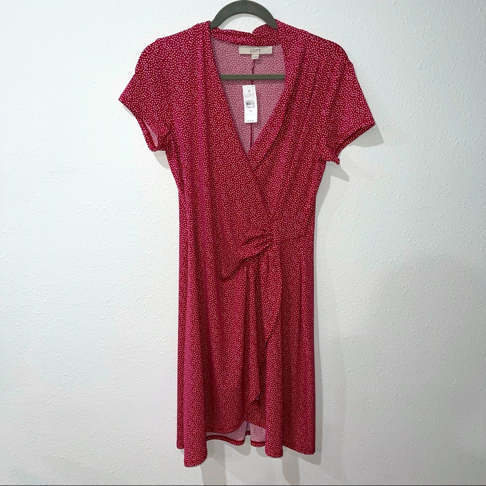 NWT: Loft Red Polka Dot Short Sleeve Shift Dress